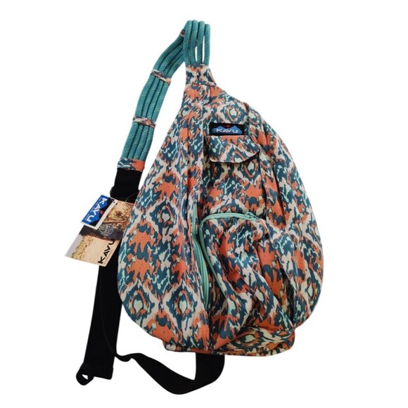 New Kavu Rope Sling Bag Canvas Beach Paint Pattern - Picture 1 of 7